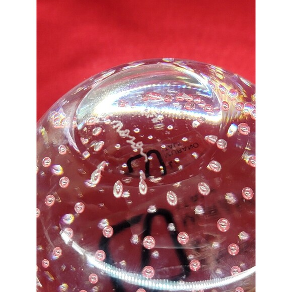 Air Bubble Murano Ball Paperweight Signed Round Clear Glass Sphere Globe Italy - Picture 9 of 10